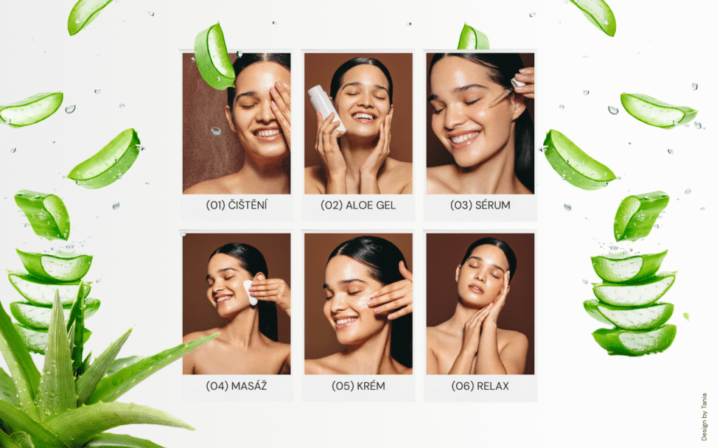 6kroková skin-care rutina s aloe vera gelem pro přirozenou péči o pleť